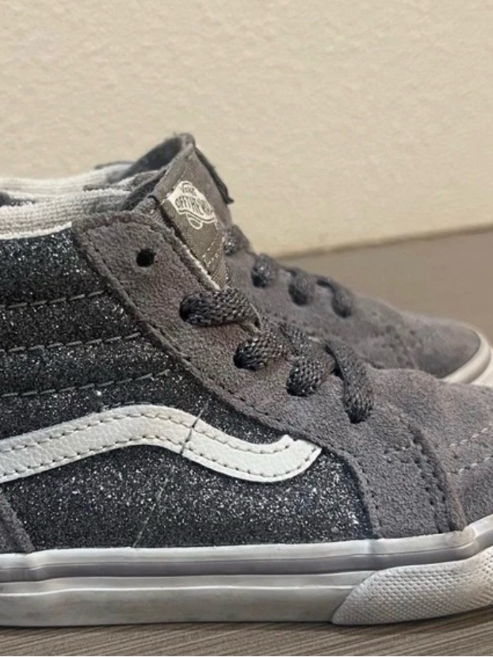 Vans Kids Gray Suede & Glitter High-Top Sneakers